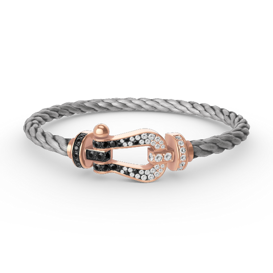 [BSNL Jewels]FORCE GROSSES HUFEISENARMBAND MIT SCHWARZEN WEISSEN DIAMANTEN ROSÉGOLD