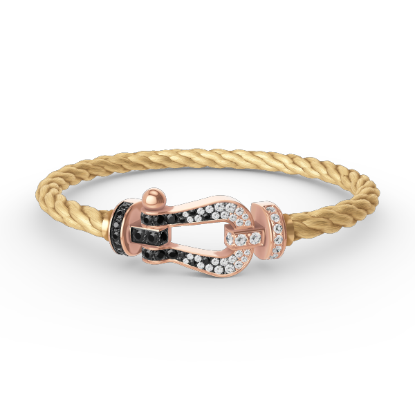 [BSNL Jewels]FORCE GROSSES HUFEISENARMBAND MIT SCHWARZEN WEISSEN DIAMANTEN ROSÉGOLD