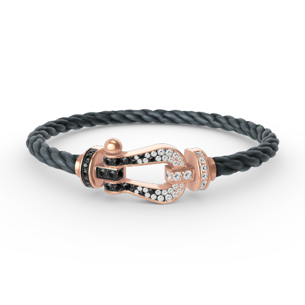 [BSNL Jewels]FORCE GROSSES HUFEISENARMBAND MIT SCHWARZEN WEISSEN DIAMANTEN ROSÉGOLD