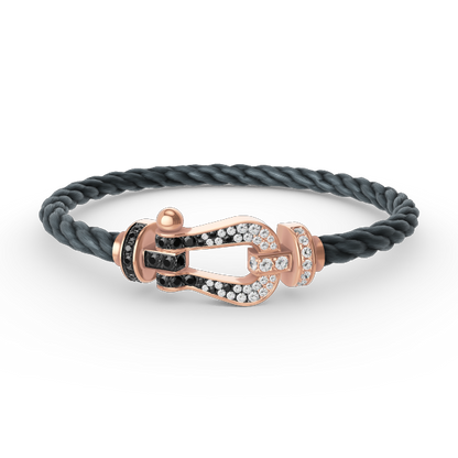 [BSNL Jewels]FORCE GROSSES HUFEISENARMBAND MIT SCHWARZEN WEISSEN DIAMANTEN ROSÉGOLD