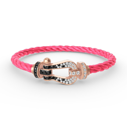 [BSNL Jewels]FORCE GROSSES HUFEISENARMBAND MIT SCHWARZEN WEISSEN DIAMANTEN ROSÉGOLD