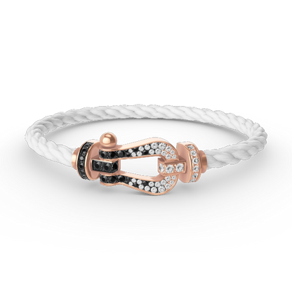 [BSNL Jewels]FORCE GROSSES HUFEISENARMBAND MIT SCHWARZEN WEISSEN DIAMANTEN ROSÉGOLD