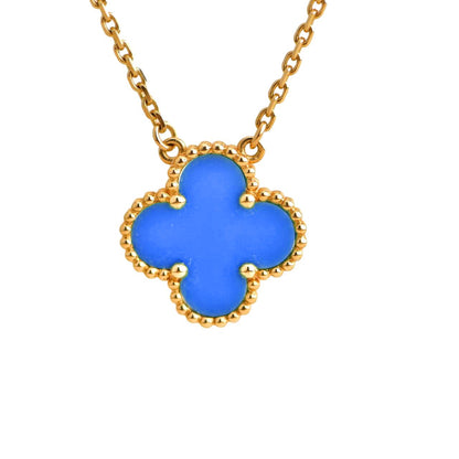 [Basjewels]CLOVER 15MM BLUE AGATE NECKLACE