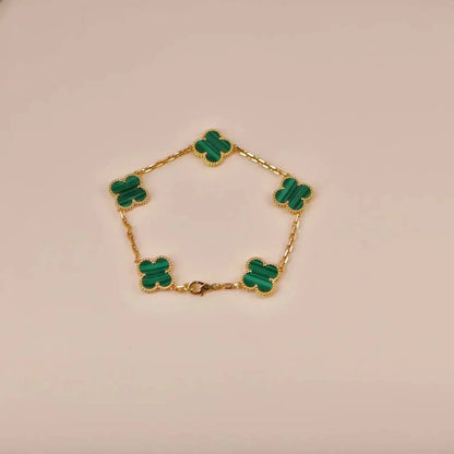 [Basjewels]CLOVER 5 MOTIFS MALACHITE BRACELET