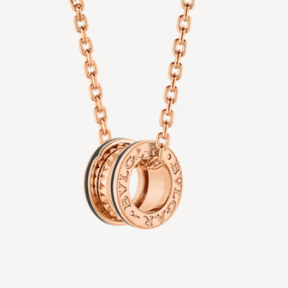 [Basjewels]ZERO 1 ROCK PEDANT PINK GOLD BLACK NECKLACE