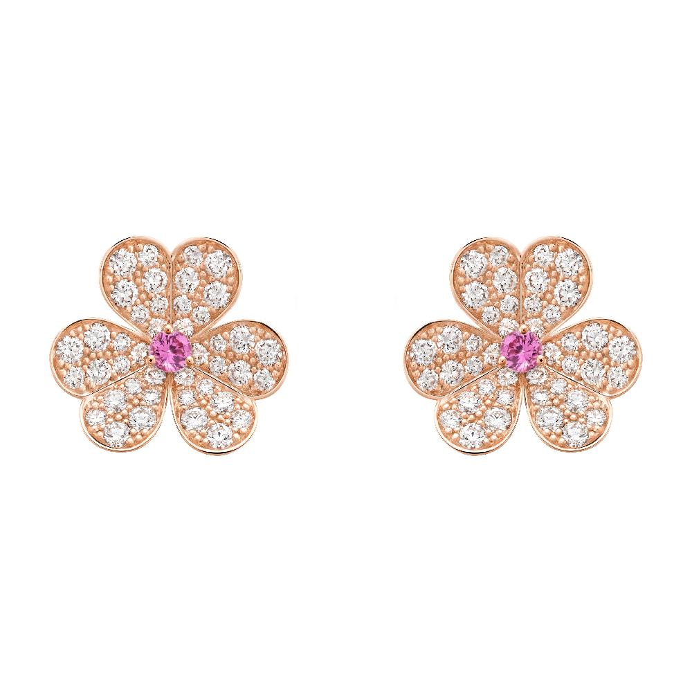 [BSNL Jewels]FRIVOLE ROSGOLD-OHRRINGE MIT DIAMANTEN UND BLUMEN