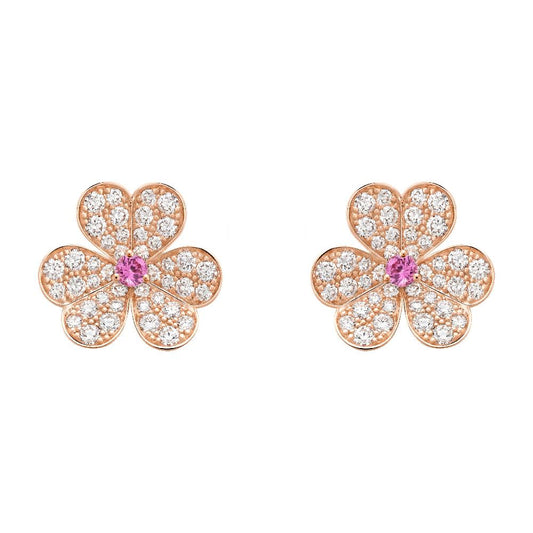 [BSNL Jewels]FRIVOLE ROSGOLD-OHRRINGE MIT DIAMANTEN UND BLUMEN