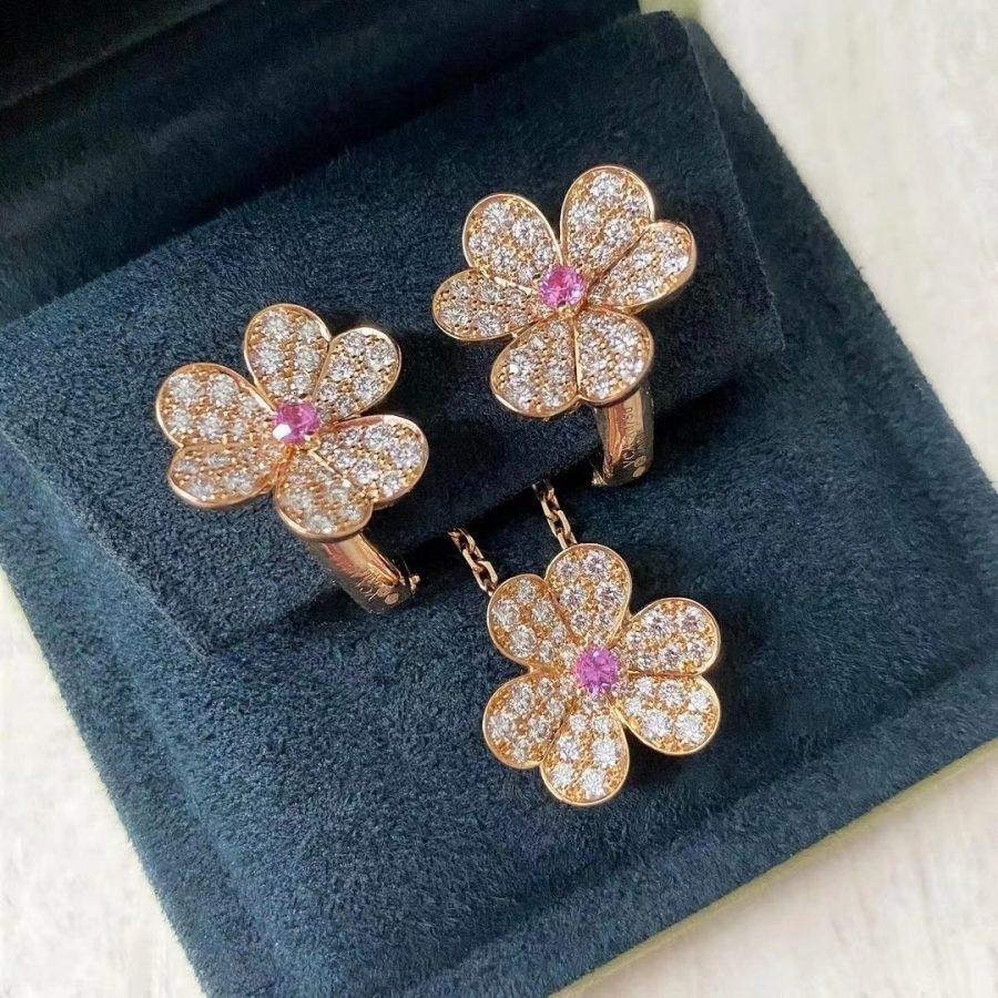 [BSNL Jewels]FRIVOLE ROSGOLD-OHRRINGE MIT DIAMANTEN UND BLUMEN