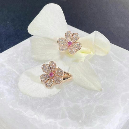 [BSNL Jewels]FRIVOLE ROSGOLD-OHRRINGE MIT DIAMANTEN UND BLUMEN