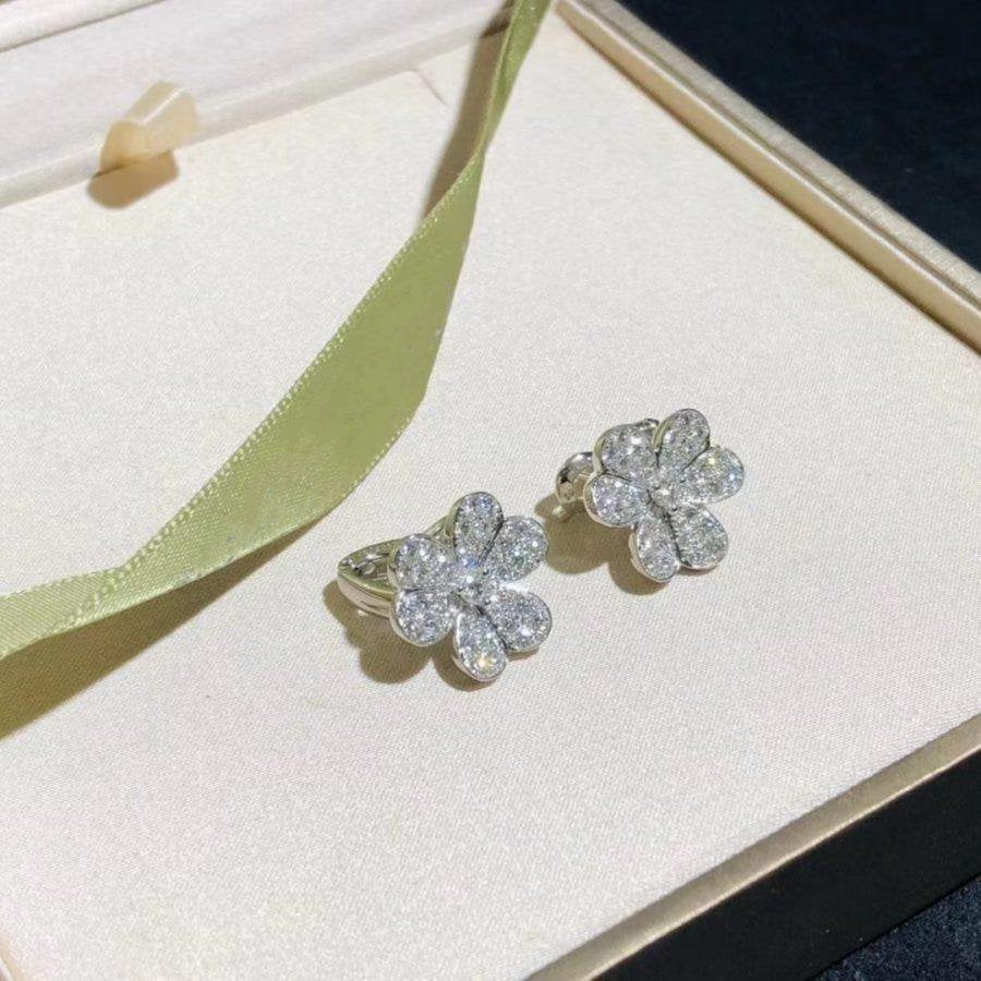 [BSNL Jewels]FRIVOLE SILBERNE BLUMEN-DIAMANT-OHRRINGE