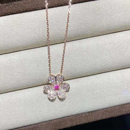 [BSNL Jewels]FRIVOLE ROSÉGOLD-HALSKETTE MIT BLUMENDIAMANTEN