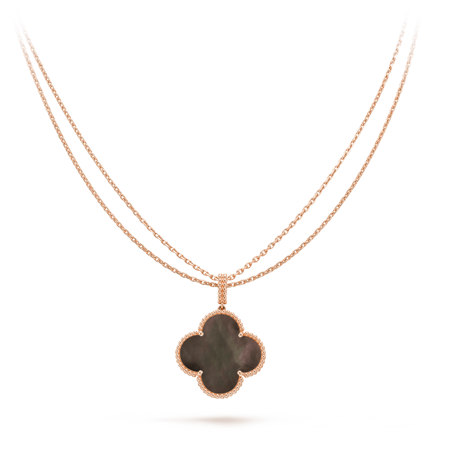 [Basjewels]CLOVER 25MM GOLD DARK MOP BIG CLOVER NECKLACE