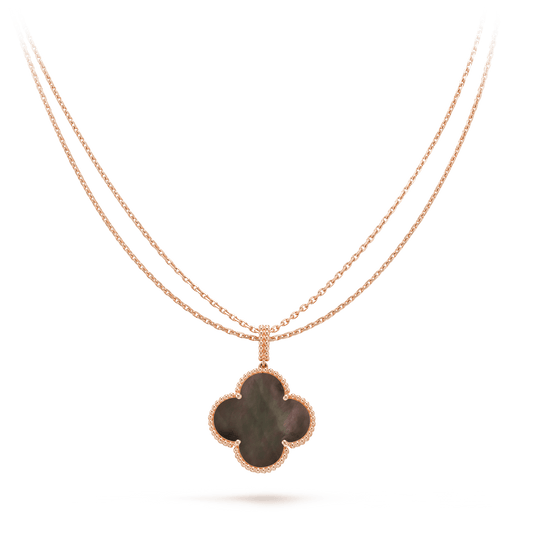 [Basjewels]CLOVER 25MM GOLD DARK MOP BIG CLOVER NECKLACE