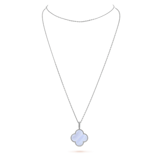 [Basjewels]CLOVER SILVER CHALCEDONY BIG CLOVER NECKLACE