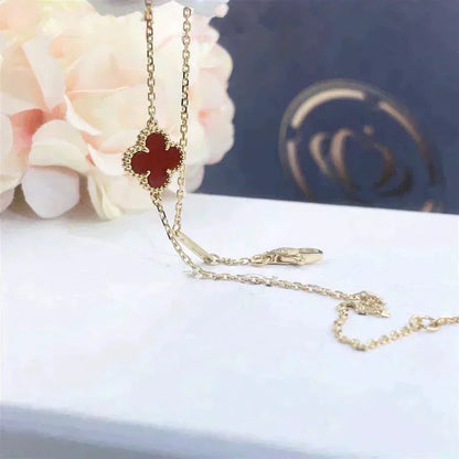 [Basjewels]CLOVER  CARNELIAN SINGLE FLOWER BRACELET