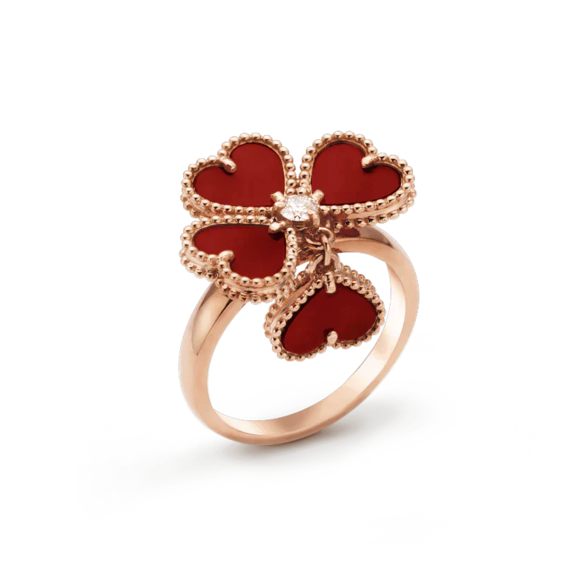 [BSNL Jewels] RING AUS KARNEOL MIT KLEEBLATT