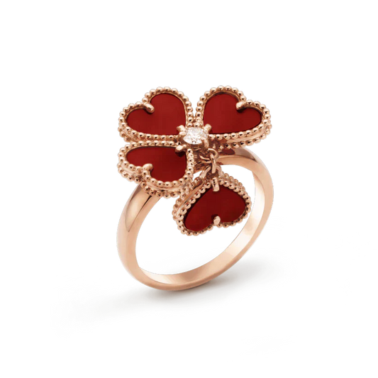 [BSNL Jewels] RING AUS KARNEOL MIT KLEEBLATT