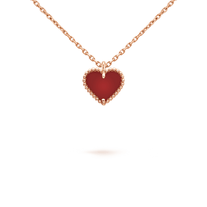 [Basjewels]SWEET CLOVER CARNELIAN HEART NECKLACE