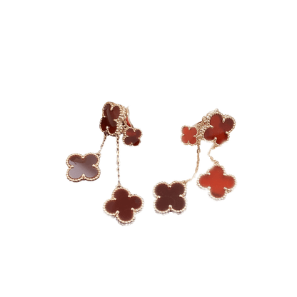 [Basjewels]CLOVER EARRINGS CARNELIAN 4 MOTIFS PINK GOLD