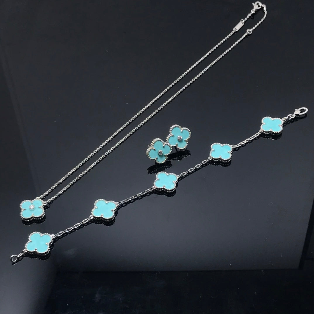 [Basjewels]CLOVER 1 DIAMOND BLUE SKY SILVER EARRINGS