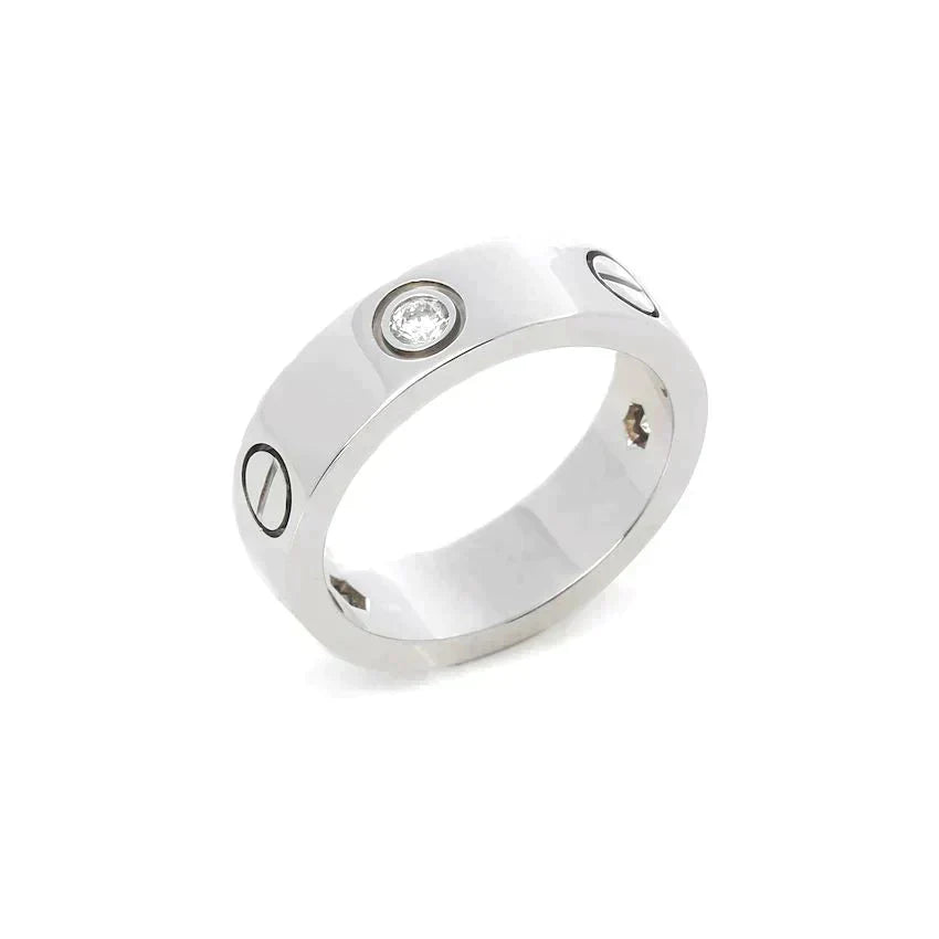 [Basjewels]LOVE RING 5.5MM 3 DIAMONDS SILVER